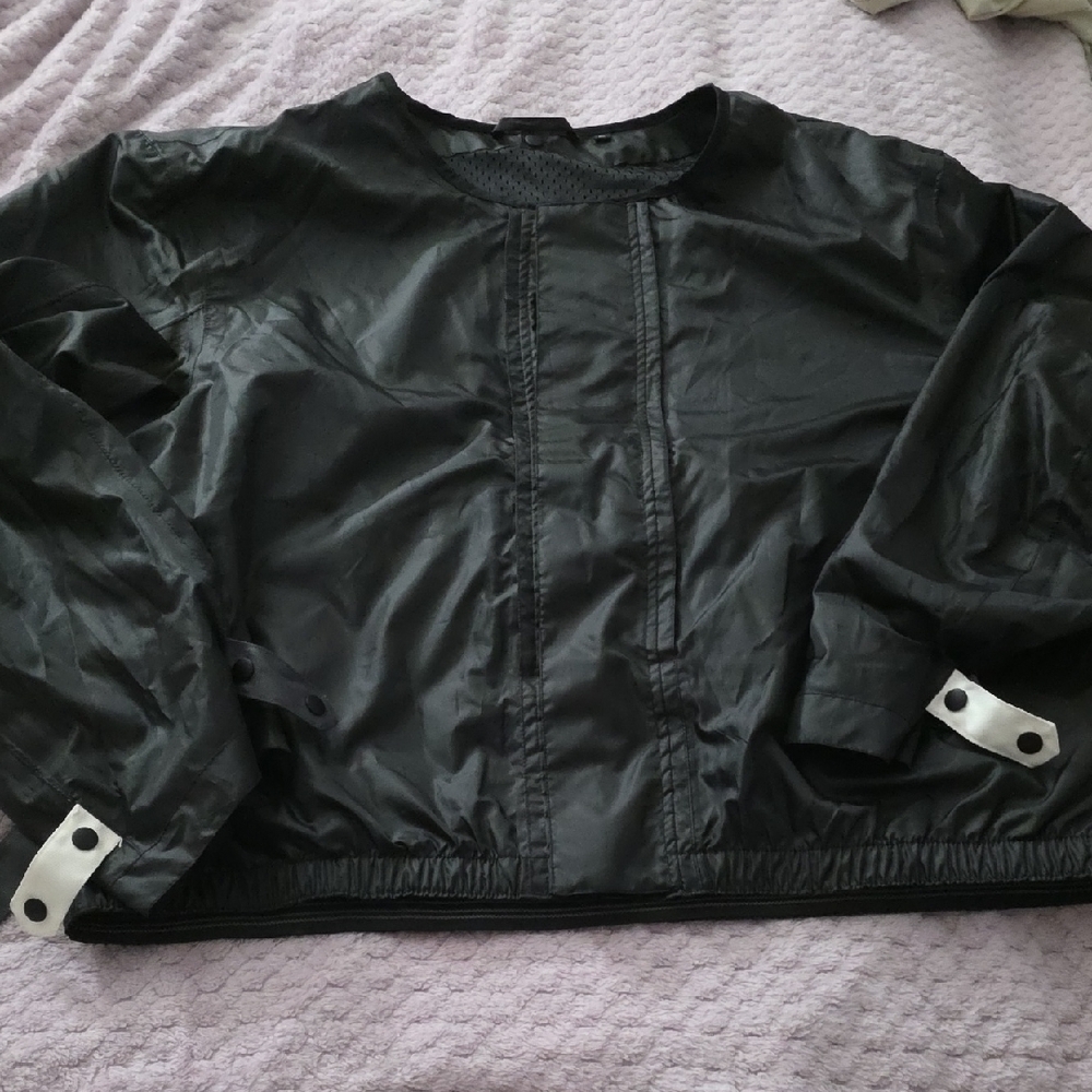 Black Lightweight Bomber Jacket with Snap Cuff Detail